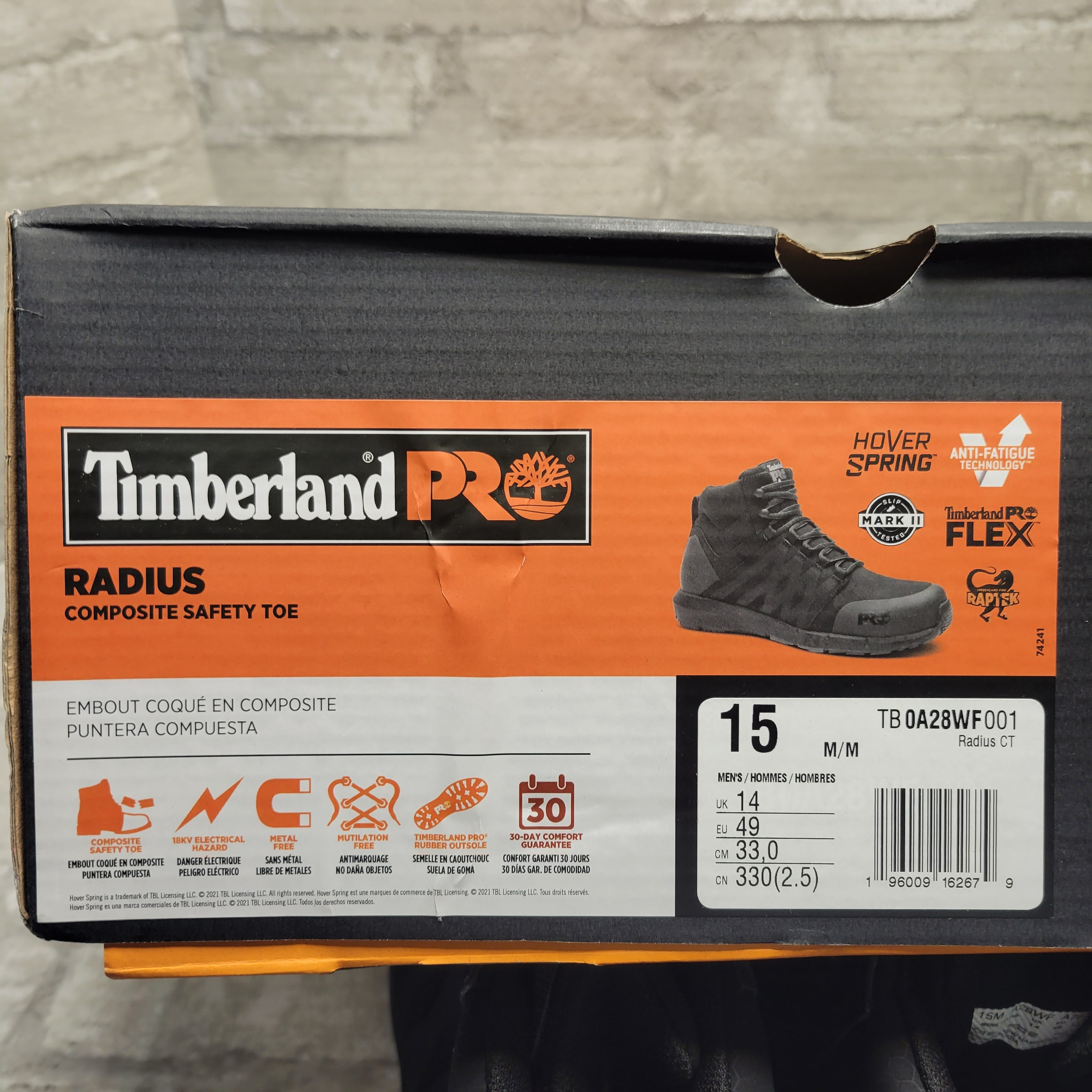 Timberland Men's Radius Mid Composite Safety Toe CT, Black 15 (8118222717166)